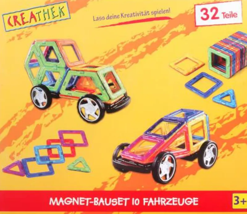 Creathek Klemm- Und Magnetbaukästen>Magnet-Bauset mit Rädern, 32 Teile