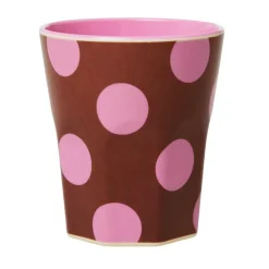 Rice A/S Melamin Und Bambus>Melamine Cup in Brown with Soft Pink Dots - Two To