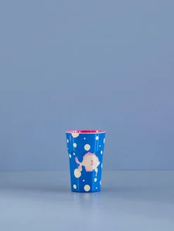 Rice A/S Melamin Und Bambus>Melamine Cup with Fish Blue Print - Two Tone - Tal