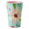 Rice A/S Melamin Und Bambus>Melamine Cup with Selma Flower Print - Mint Tall