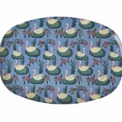 Rice A/S Melamin Und Bambus>Melamine Rectangular Plate with Swan Lake Teller r