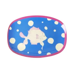 Rice A/S Melamin Und Bambus>Melamine Rectangular-Plate with Fish blue Print -
