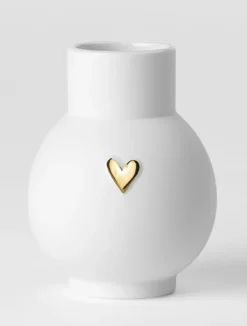 Räder Vasen>Mini-Kugelvase Herz Gold D.6,7cm H.9cm