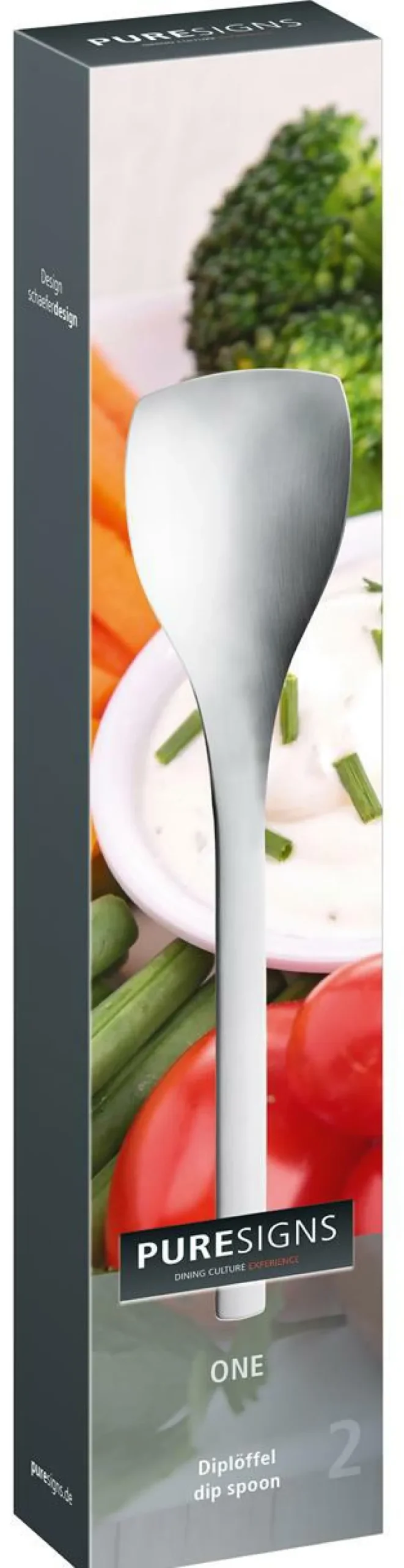 Puresigns Edelstahl Und Kunststoff>One Extra Diplöffel 18/10 Edelstahl matt 16cm