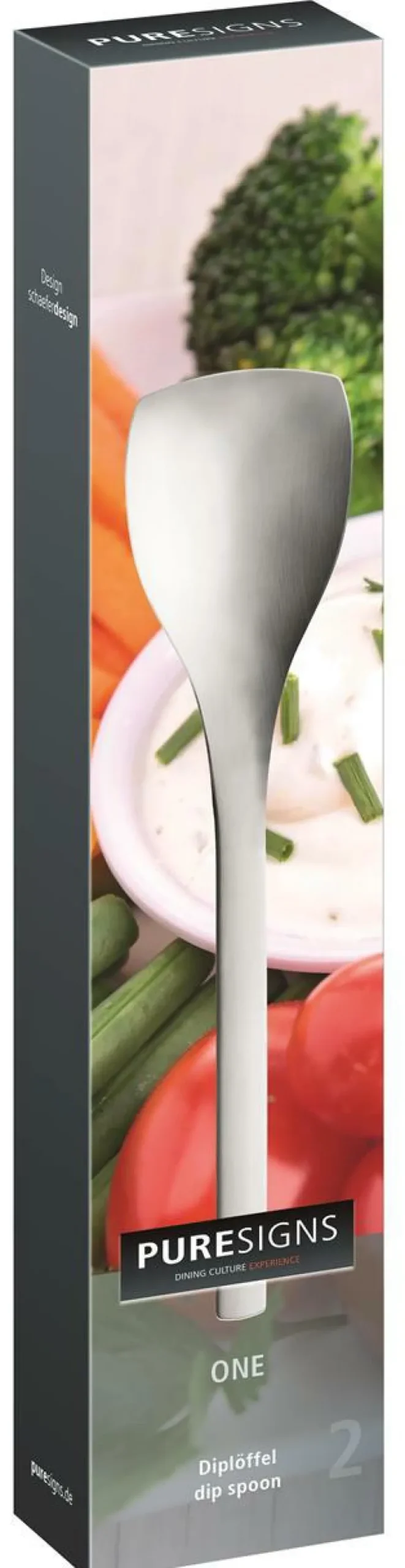 Puresigns Edelstahl Und Kunststoff>One Extra Diplöffel 18/10 Edelstahl matt 16cm