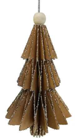 Shishi AS Baumschmuck Und Zubehör>Papierbaum braun mit silber Glas Glitter 15cm