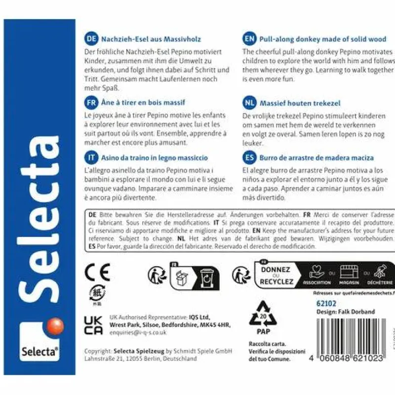 Schmidt Spiele Spielen>Pepino, Nachzieh-Esel, 13 cm