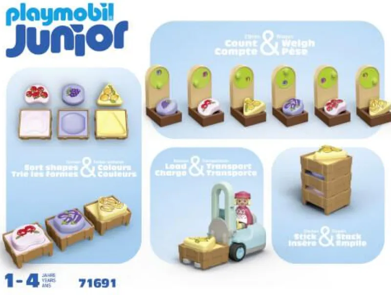 PLAYMOBIL ® Spielen>PLAYMOBIL® JUNIOR Bio-Marktstand & Gabelstapler 71
