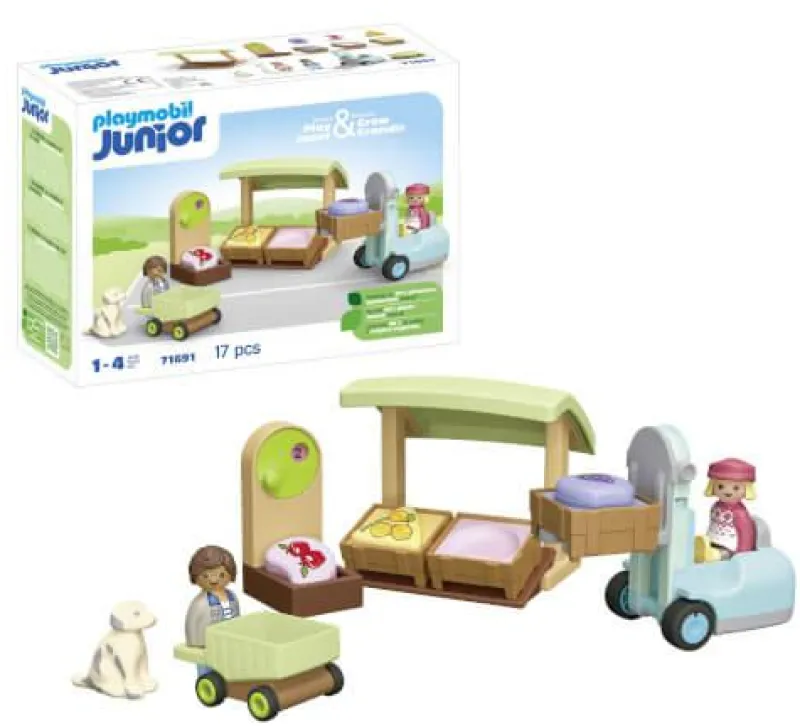PLAYMOBIL ® Spielen>PLAYMOBIL® JUNIOR Bio-Marktstand & Gabelstapler 71
