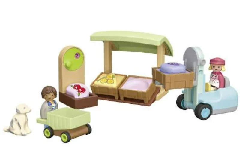 PLAYMOBIL ® Spielen>PLAYMOBIL® JUNIOR Bio-Marktstand & Gabelstapler 71