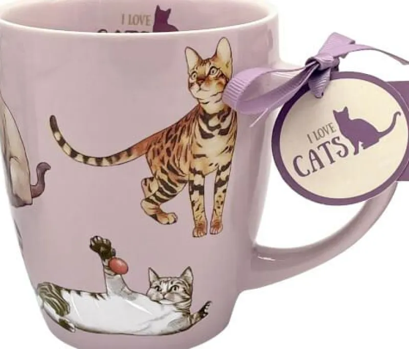 COPPENRATH SPG Henkelbecher>Porzellan-Tasse Katzen - I love cats & dogs