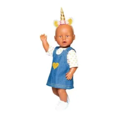 Heless GmbH Puppenzubehör>Puppen-Jeanskleid Goldstück mit T-Shirt, Gr. 35-45