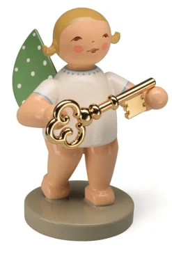 Wendt&Kühn Figuren>Schatzmeister, Engel mit Schlüssel, vergoldet, Gol