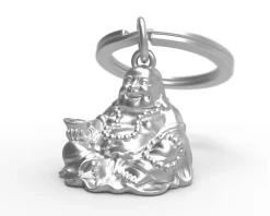 Romanowski Design Schlüssselkasten Und Schlüsselanhänger>Schlüsselanhänger Buddha matt silber, 6,5x3,5x2,5c