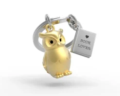 Romanowski Design Schlüssselkasten Und Schlüsselanhänger>Schlüsselanhänger Eule, goldfarben, 7,1x3,5x1,4cm