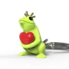Romanowski Design Schlüssselkasten Und Schlüsselanhänger>Schlüsselanhänger Frosch, grün mit roten Herz
