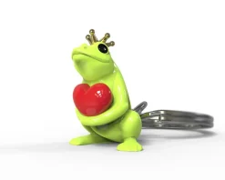 Romanowski Design Schlüssselkasten Und Schlüsselanhänger>Schlüsselanhänger Frosch, grün mit roten Herz