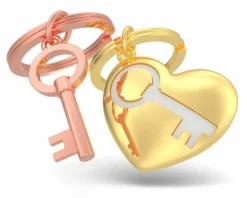 Romanowski Design Schlüssselkasten Und Schlüsselanhänger>Schlüsselanhänger ""Herz&Schlüssel"" gold/Kupfer"