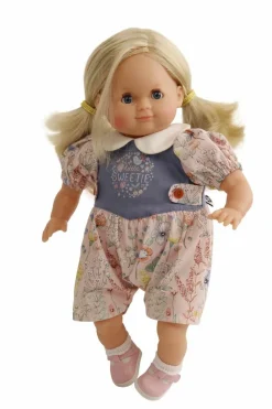 Schildkröt-Puppen Spielpuppen>Schlummerle Blumenoverall Gr.32, blonde Haare, bla