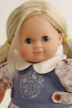 Schildkröt-Puppen Spielpuppen>Schlummerle Blumenoverall Gr.32, blonde Haare, bla