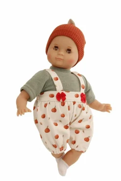Schildkröt-Puppen Spielpuppen>Schlummerle Gr. 32, Malhaar , Latzhose mit Apfelmo