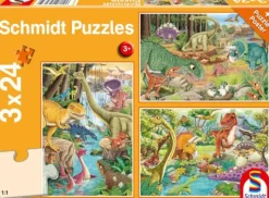 Schmidt Spiele Kinderpuzzle>Spaß mit den Dinosauriern - Puzzle 3x24 Teile