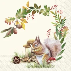 IHR Servietten Und Serviettenringe|Servietten>SQUIRREL IN THE FOREST cream Lunch-Servietten L 96
