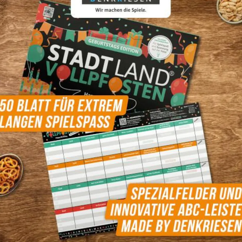 Denkriesen Familien- Und Gesellschaftsspiele>STADT LAND VOLLPFOSTEN® - GEBURTSTAGS EDITION - Ha