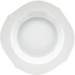 Meissener Porzellan Weiß>Suppenteller 23,5 cm Form Wellenspiel Relief Weiss
