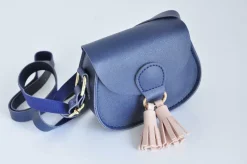 Kisme Taschen Und Körbe>Tasche Bommel dunkelblau rosa