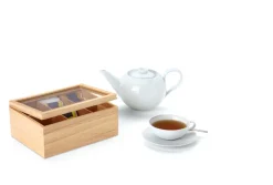 Continenta Teezubereitung>Teebeutelbox Gummibaumholz 23x17,5cm