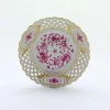 Meissener Porzellan Farbe>Teller 21 cm durchbrochen Indische Malerei purpur