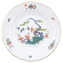 Meissener Porzellan Farbe>Teller 20 cm Indisches Astmuster bunt mit Kupferfa