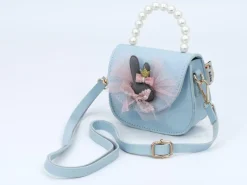 Kisme Taschen Und Körbe>Umhängetasche Tüll mit Perlenbügel hellblau