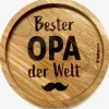 Holzpost Barzubehör>Untersetzer aus EICHE Bester Opa der Welt