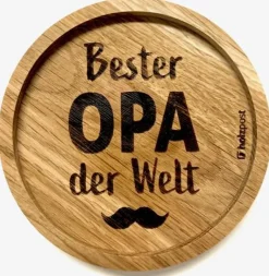 Holzpost Barzubehör>Untersetzer aus EICHE Bester Opa der Welt