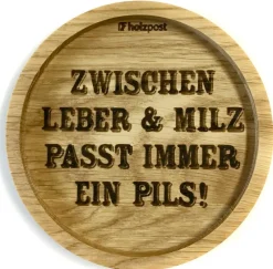 Holzpost Barzubehör>Untersetzer aus EICHE Leber & Milz