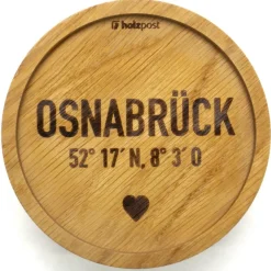 Holzpost Barzubehör>Untersetzer aus EICHE Osnabrück Koordinaten