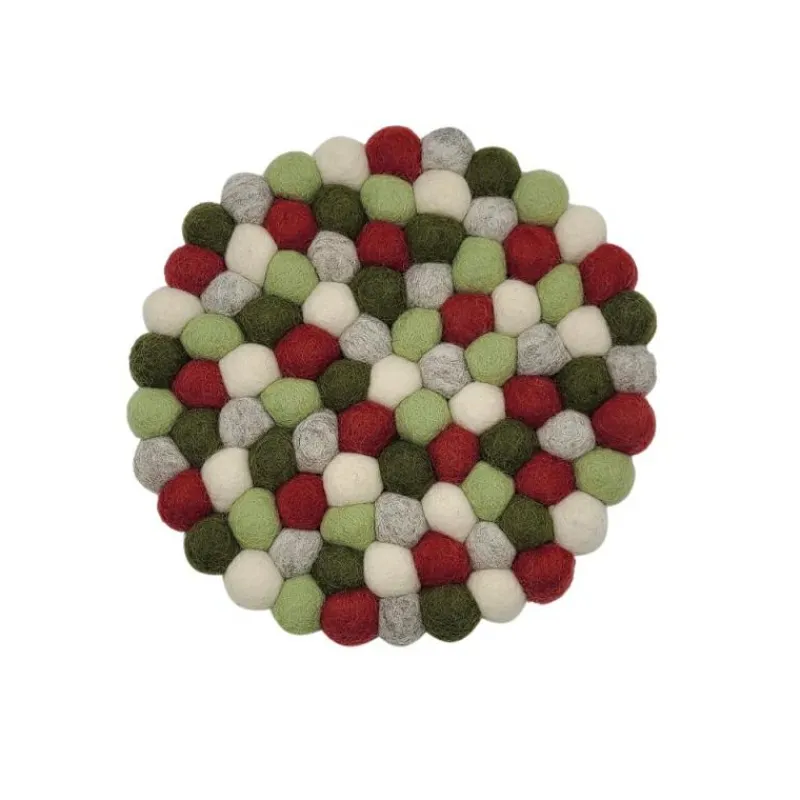 Frida Feeling GmbH Dekoration>Untersetzer rund dicke kugeln 20cm grün,rot,weiß