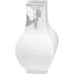 Meissener Porzellan Vasen>Vase 25,5 cm Butterfly Collection eckig groß Weiss