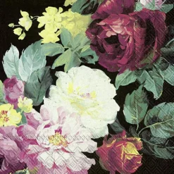 IHR Servietten Und Serviettenringe|Servietten>VINTAGE BIG ROSE Black Lunch-Servietten L 906507
