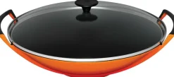 Le Creuset Wok>Wok mit Glasdeckel 36 cm Ofenrot