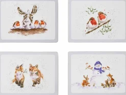 Portmeirion Dekoration>Wrendale Xmas LgPmat 4er Set