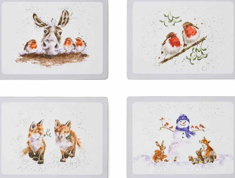 Portmeirion Dekoration>Wrendale Xmas LgPmat 4er Set
