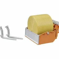 Bruder Fahrzeuge Zubehör>Zubehör: Traktor-Ladekasten mit Gabeln + 1 Rundbal