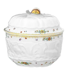 Meissener Porzellan Farbe>Zuckerdose 12,5 cm Schwanendessin Indische Blumenz